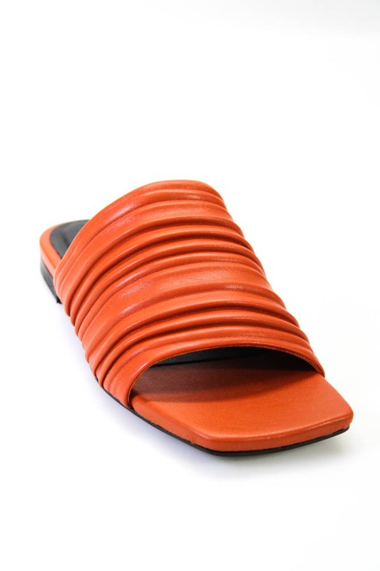 Simon Miller Womens Vegan Pleated Slit Slides - Sepia Brown Size 39