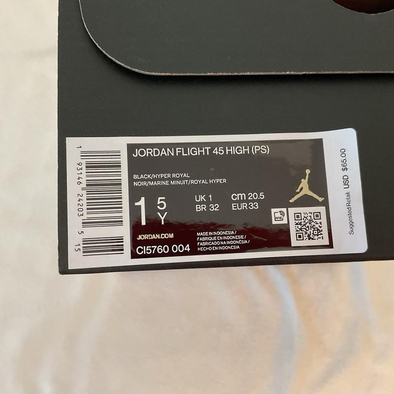 Size 1.5 (PS) - Jordan Flight 45 Mid Black Midnight Navy