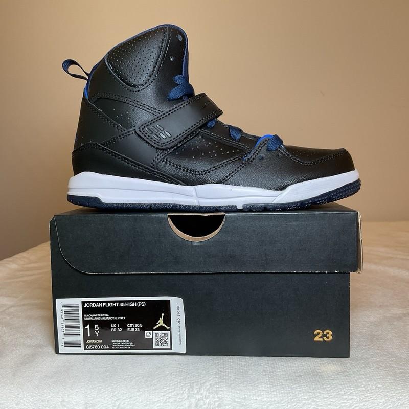 Size 1.5 (PS) - Jordan Flight 45 Mid Black Midnight Navy