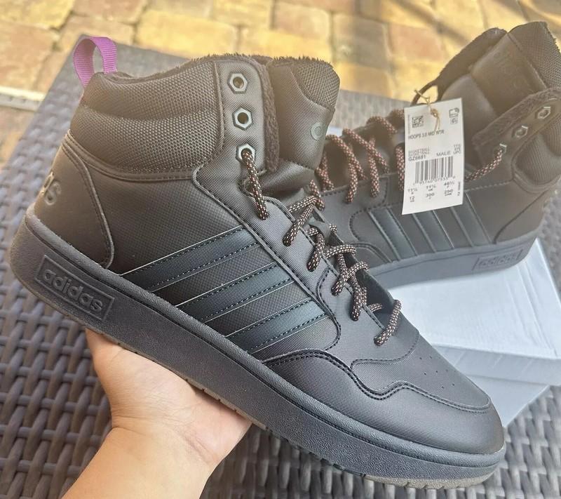Size 11.5 - Adidas Hoops 3.0 Winter Mid Black Shadow Green Gum