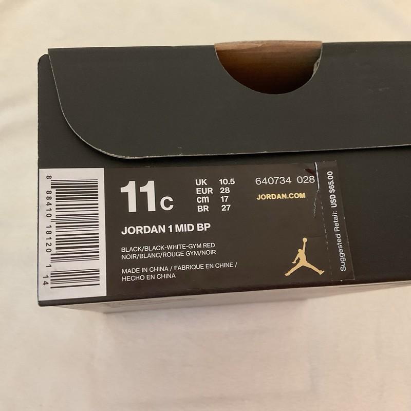 Size 11 (PS) - Jordan 1 Retro Mid Gym Red - 640734-605