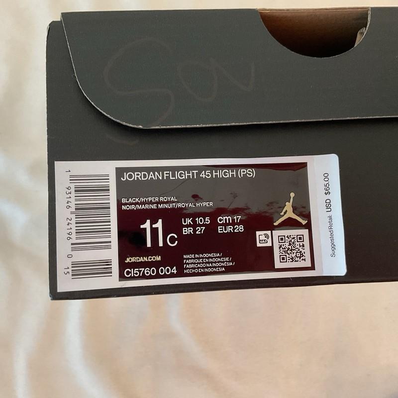 Size 11 (PS) - Jordan Flight 45 Mid Black Midnight Navy