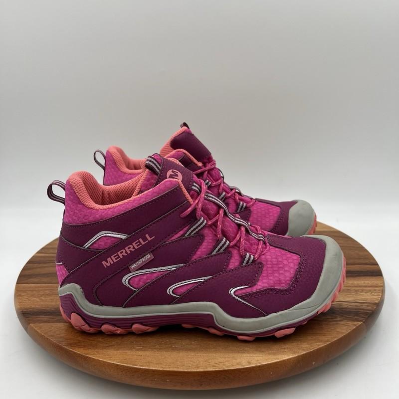 Size 4.5 M Merrell Big Kids Chameleon 7 Access Mid Pink Waterproof Hiking Boots