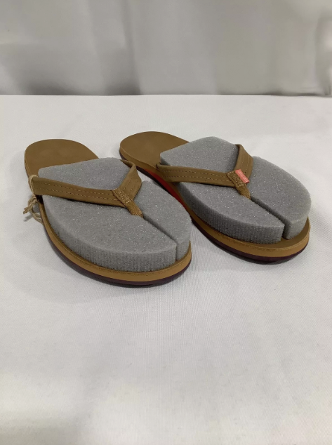 Size 7 Women's Hari Mari Fields Tan/Fig Nubuck Leather Sandals Flip Flops