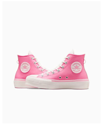 Size 8 - Converse Chuck Taylor All Star Lift Platform Retro Varsity High Oops Pink W