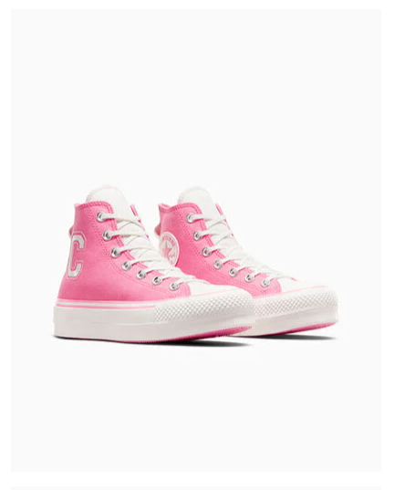 Size 8 - Converse Chuck Taylor All Star Lift Platform Retro Varsity High Oops Pink W