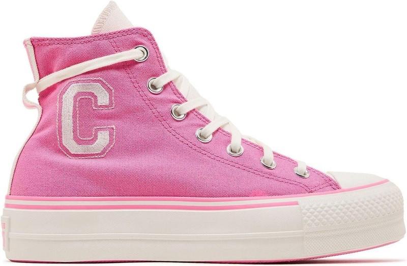 Size 8 - Converse Chuck Taylor All Star Lift Platform Retro Varsity High Oops Pink W