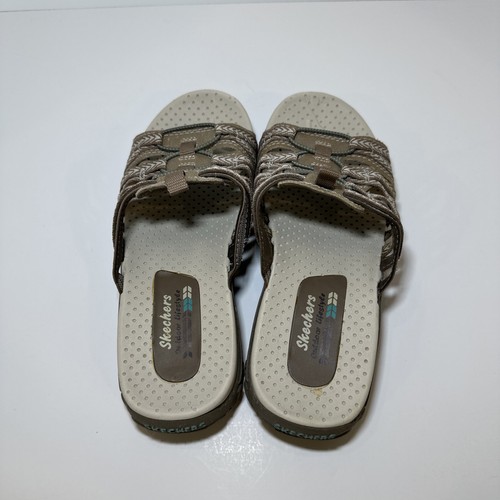 Skechers 40873 Reggae Repetition Sandals/slip-on Slides/ Beige Taupe Sz 6