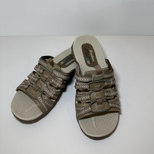 Skechers 40873 Reggae Repetition Sandals/slip-on Slides/ Beige Taupe sz 6 Skechers 40873 Reggae Repetition Sandals/slip-on Slides/ Beige Taupe sz 6