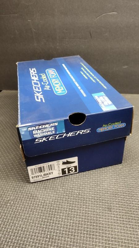 Skechers Air-Cooled Memory Foam Kid Boy's BLACK Sneakers Elite Flex Wasik Sz 13