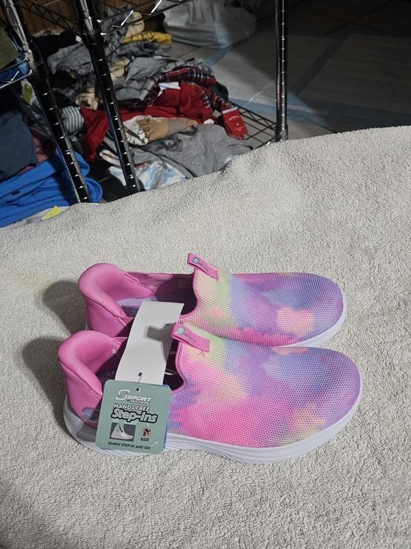 Skechers Baily Step Ins Neon Tie Dye Memory Foam Tennis Shoes Big Girls Size 3