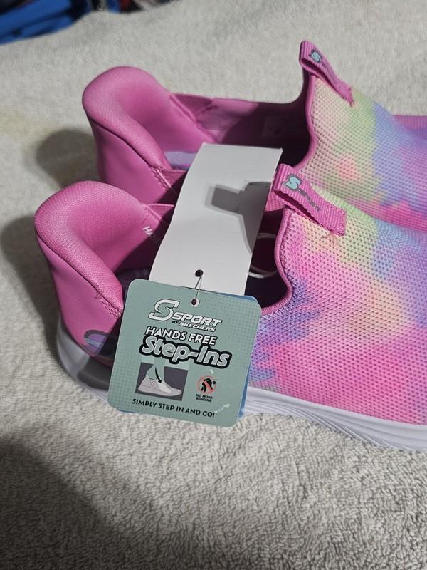 Skechers Baily Step Ins Neon Tie Dye Memory Foam Tennis Shoes Big Girls Size 3