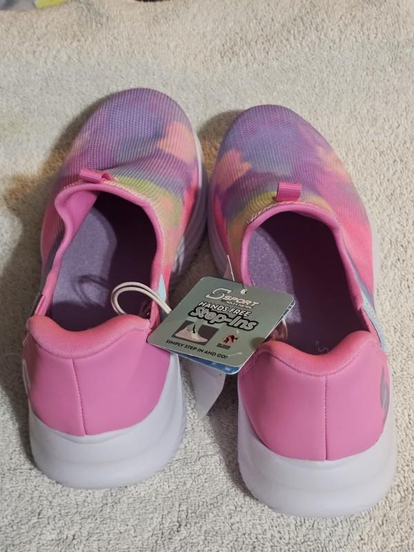 Skechers Baily Step Ins Neon Tie Dye Memory Foam Tennis Shoes Big Girls Size 3