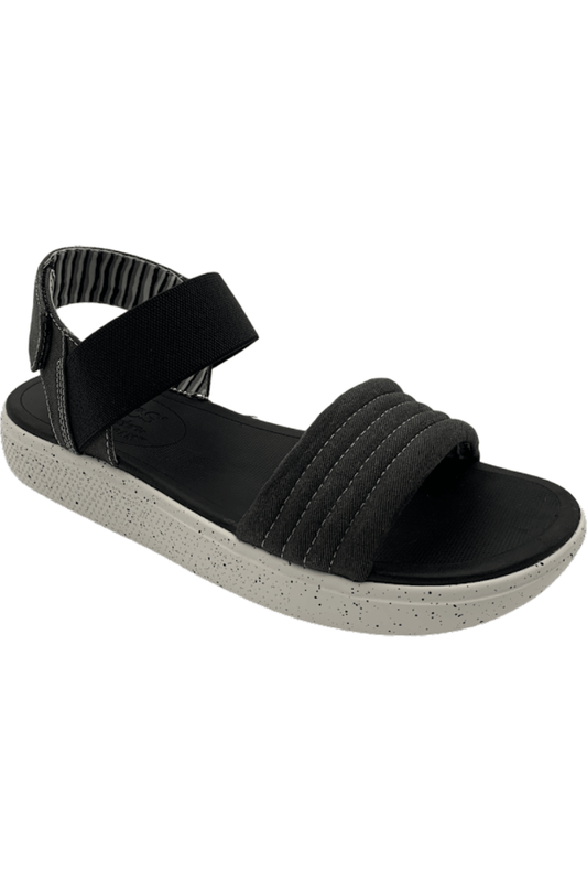 Skechers BOBS Vegan Washable Canvas Sandals Optical Chill Black