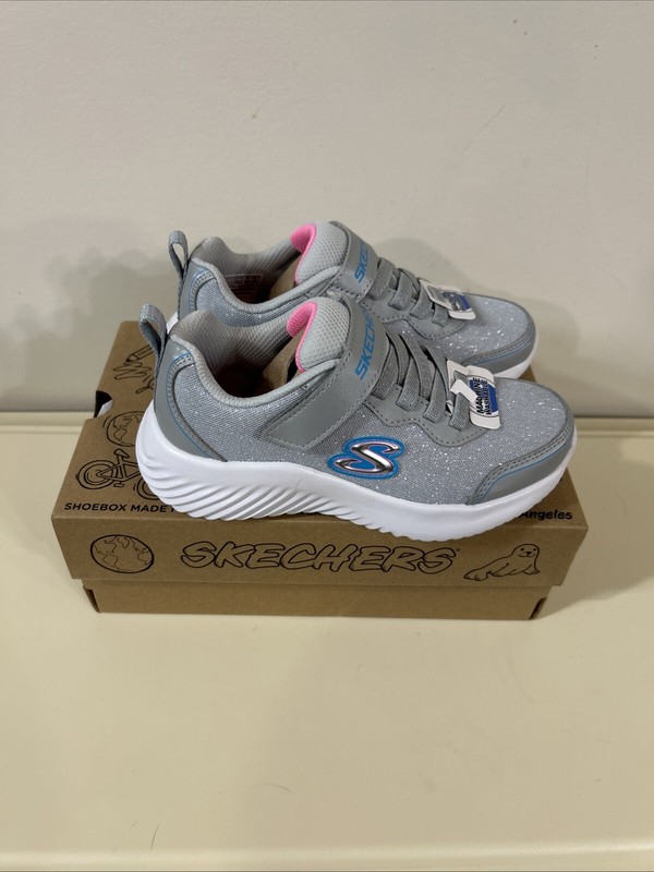 Skechers Bounder Girly Groove Gray Little Girls Sneakers Size 1 NWB 303528L/NVY