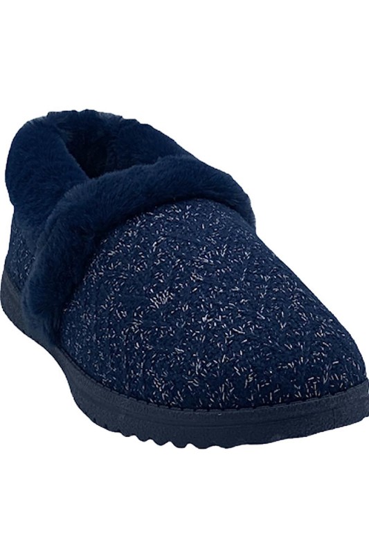 Skechers Cozy Lite Sparkle Knit Slippers Sweet Walk Navy