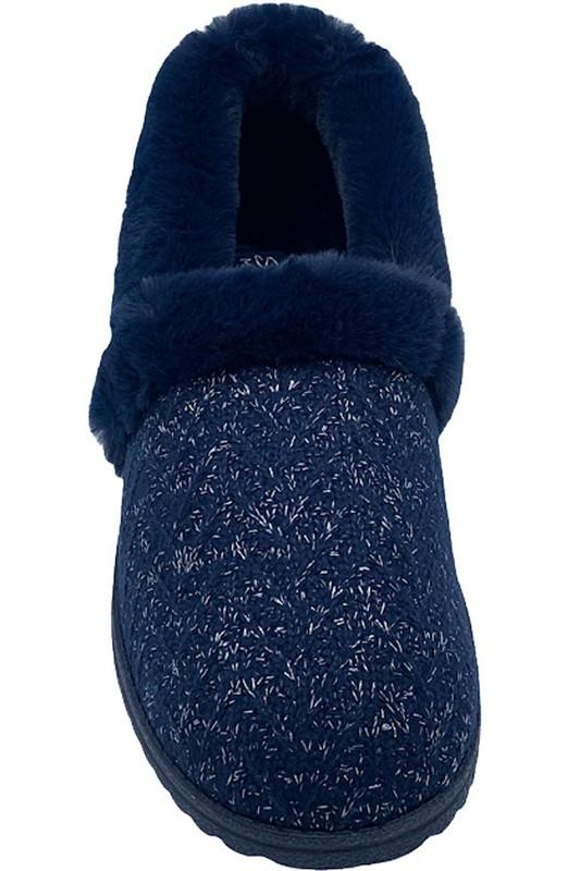 Skechers Cozy Lite Sparkle Knit Slippers Sweet Walk Navy