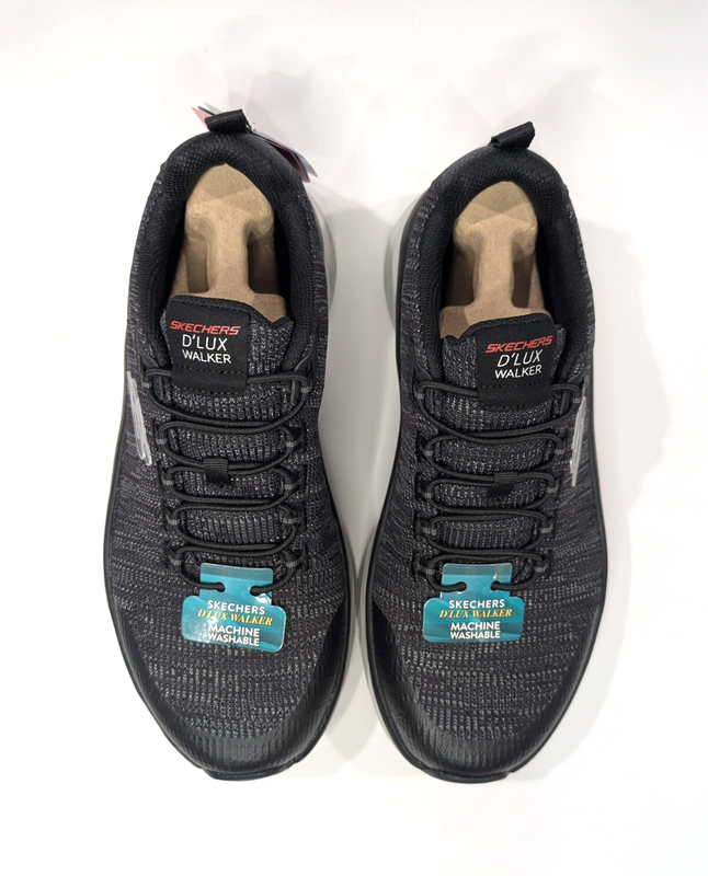 Skechers D'Lux Walker Pensive Black/White Slip-On Men's Sneakers-Asst Sz X-WIDE