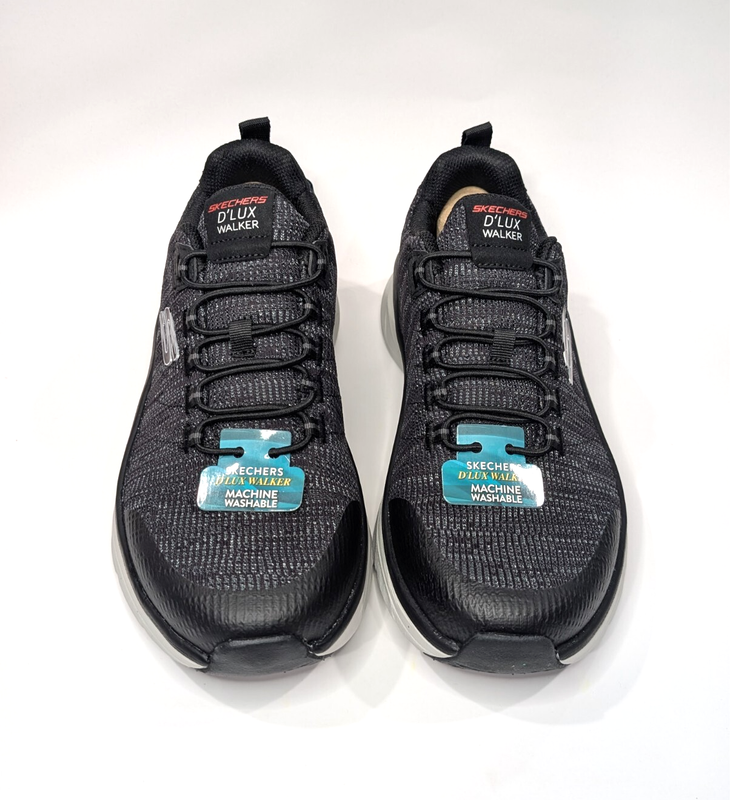 Skechers D'Lux Walker Pensive Black/White Slip-On Men's Sneakers-Asst Sz X-WIDE
