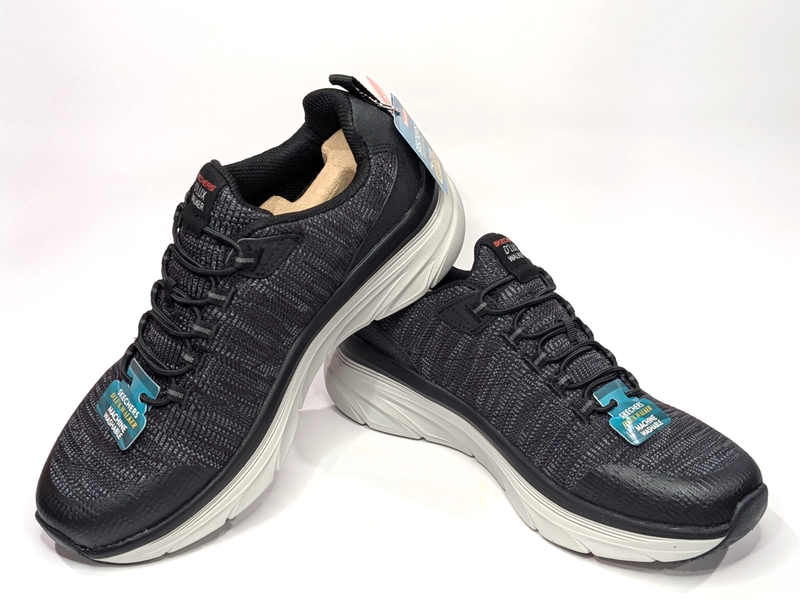 Skechers D'Lux Walker Pensive Black/White Slip-On Men's Sneakers-Asst Sz X-WIDE