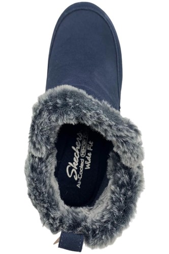 Skechers Easy Going Water Repellent Suede Faux Fur Boots Navy