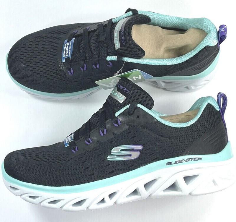 Skechers / FRESH CHARM / Womans Glide Step Sport / BLACK-AQUA / NIB / Reg $90