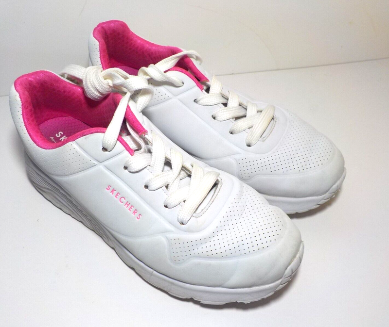 Skechers Girls White Pink Size 5 Sneaker (0546-20)