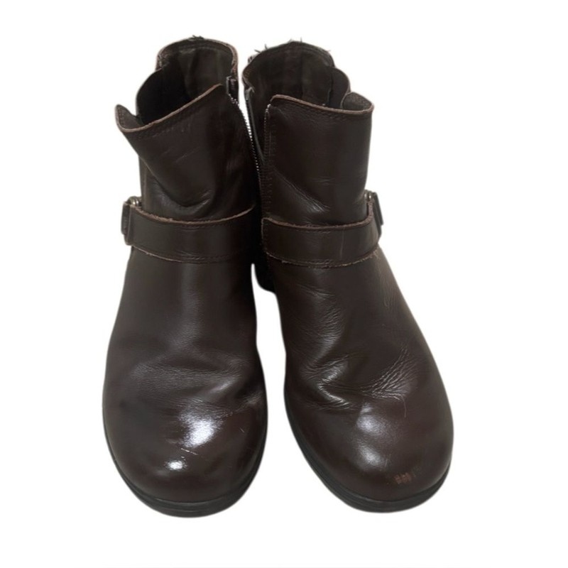 Skechers Metronome Leather Ankle Booties Chocolate Memory Foam Relaxed Fit 8.5