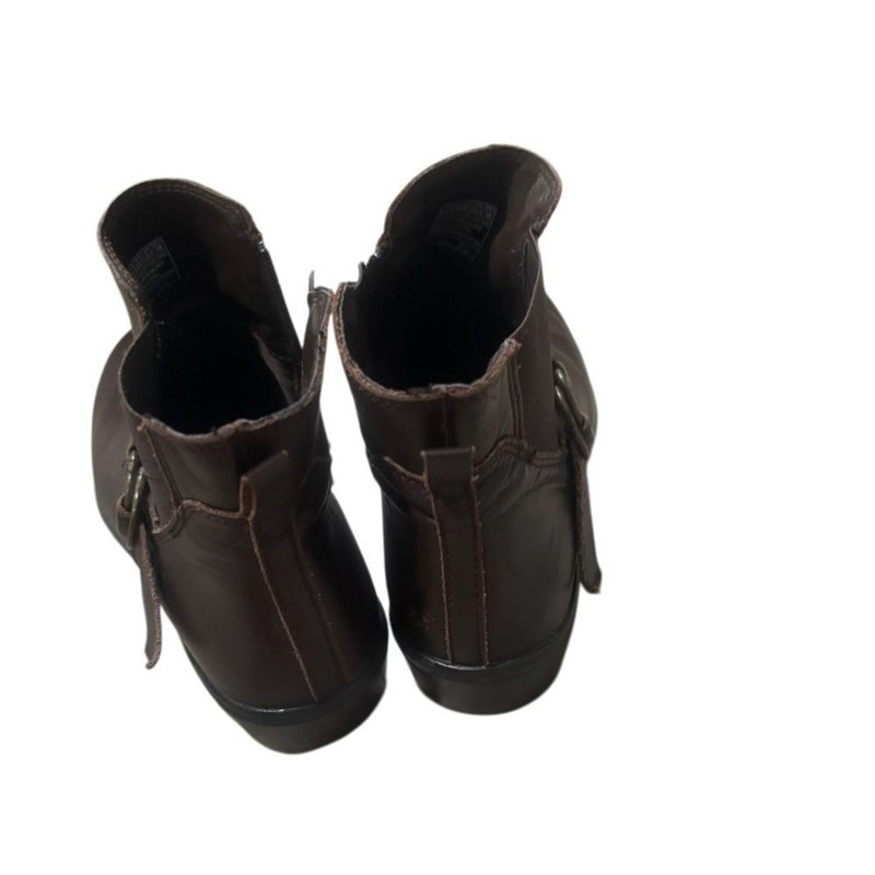 Skechers Metronome Leather Ankle Booties Chocolate Memory Foam Relaxed Fit 8.5