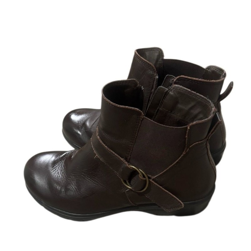 Skechers Metronome Leather Ankle Booties Chocolate Memory Foam Relaxed Fit 8.5