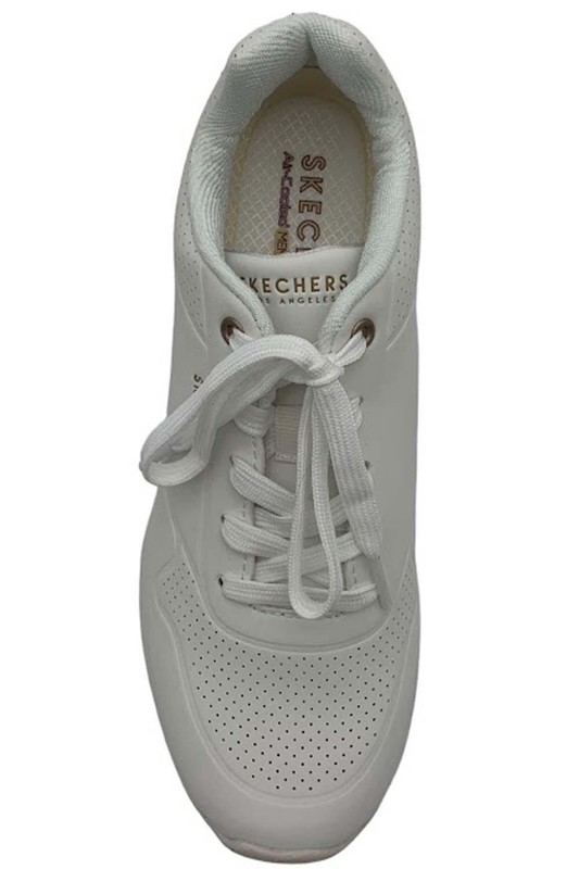 Skechers Million Air Lace-Up Wedge Sneakers Elevat-Air White