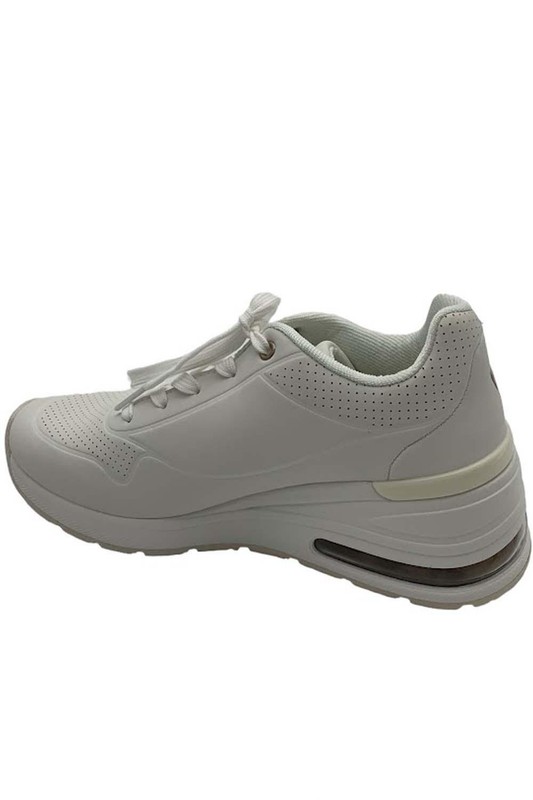 Skechers Million Air Lace-Up Wedge Sneakers Elevat-Air White