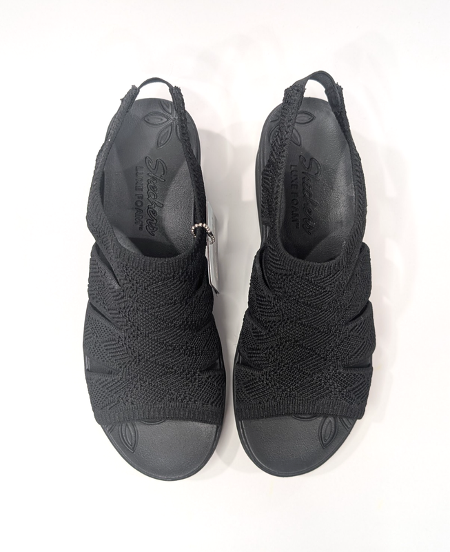 Skechers Pier-Lite Memory Maker Black Women's Wedge Sandals - Size 10 NWB