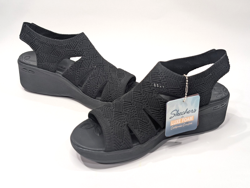 Skechers Pier-Lite Memory Maker Black Women's Wedge Sandals - Size 10 NWB