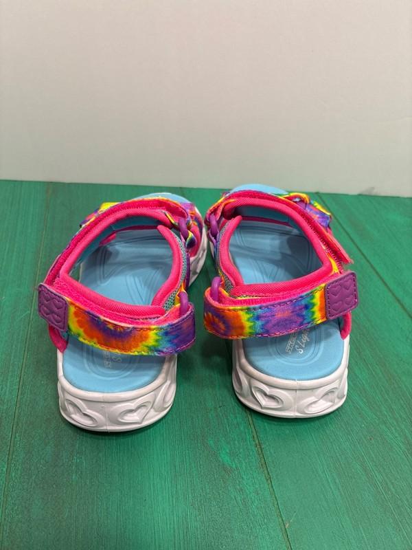 Skechers S Heart Lights Sandals Rainbow Tie Dye Adjustable Girl's Toddler Sz 12