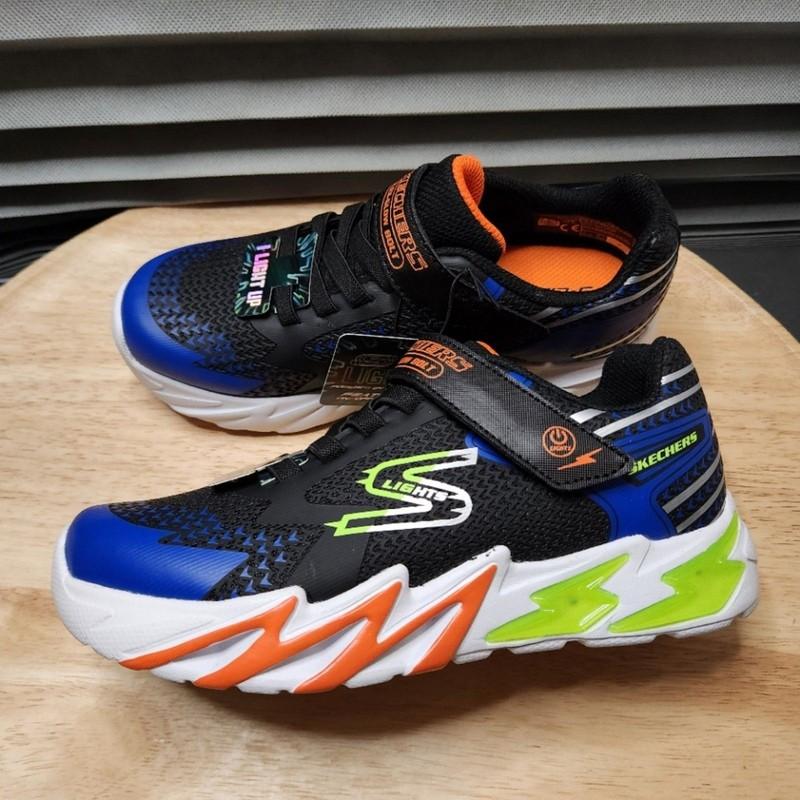 Skechers S Lights Boys Light-Up Sneakers – Size 2 Black/Blue NWT
