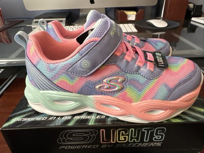 Skechers S Lights-Twisty Glow-Sorbet Swirl Periwinkle Girls Shoes (303716L/PWMT)