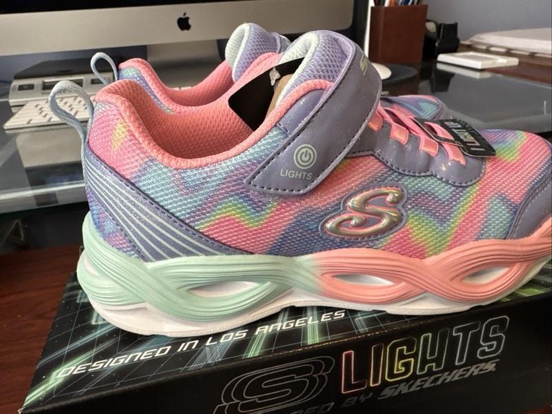 Skechers S Lights-Twisty Glow-Sorbet Swirl Periwinkle Girls Shoes (303716L/PWMT)