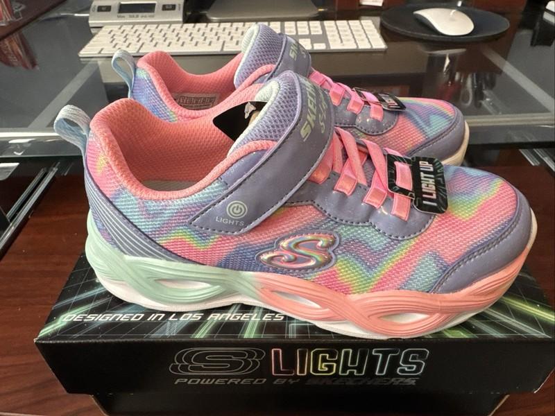 Skechers S Lights-Twisty Glow-Sorbet Swirl Periwinkle Girls Shoes (303716L/PWMT)