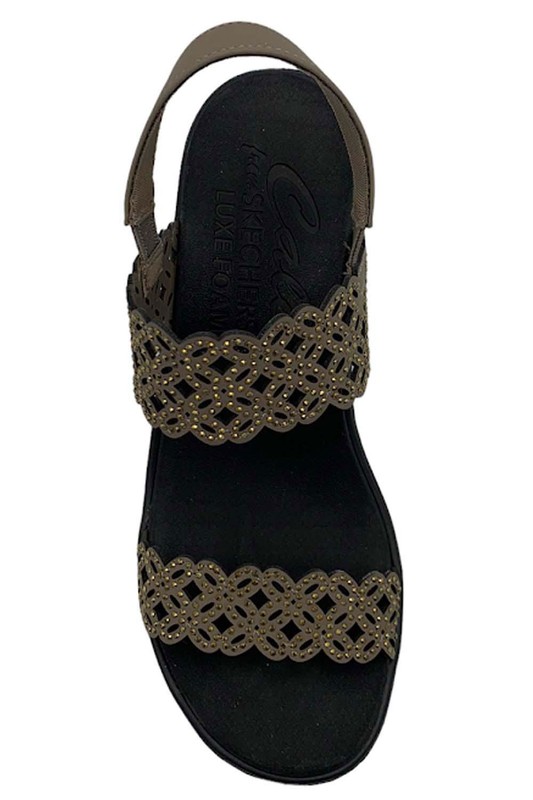 Skechers Scalloped Rhinestone Wedges Sassy Dayz Taupe