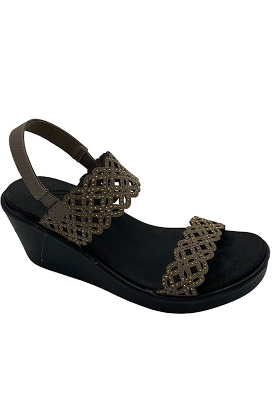 Skechers Scalloped Rhinestone Wedges Sassy Dayz Taupe