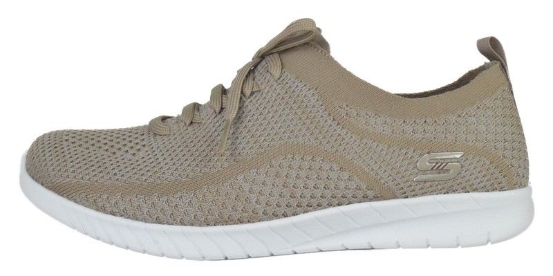 Skechers Shoe Memory Foam Women Wide LaceUp Ultra Flex Salutations Sneaker Beige