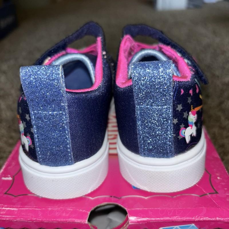 Skechers Toddler Girl's Twinkle Toes Slip-on Sneakers Size 9 Pink/Light Blue