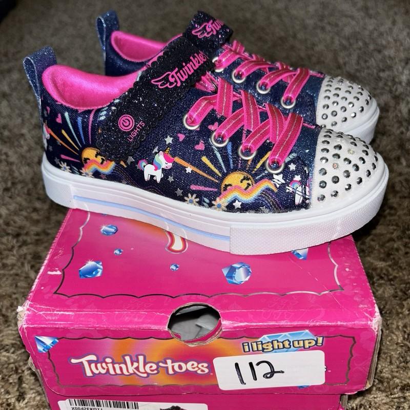 Skechers Toddler Girl's Twinkle Toes Slip-on Sneakers Size 9 Pink/Light Blue