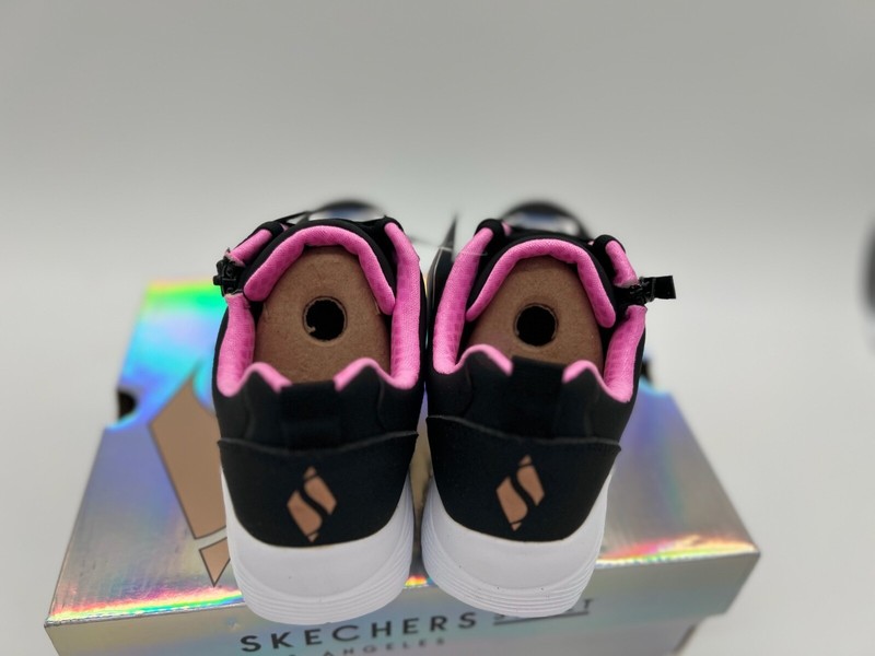 Skechers UNO LITE-EASY ZIP Sneaker Black/Rose Gold 3 US Unisex Little Kid