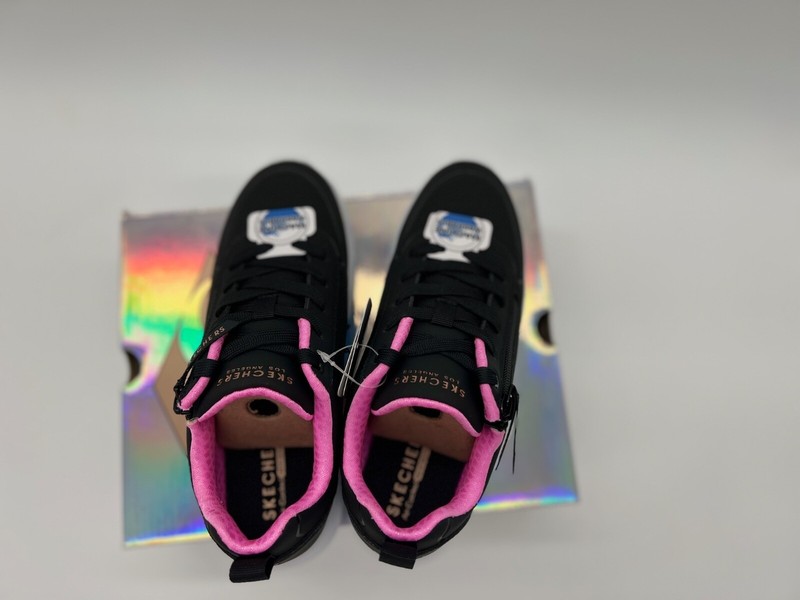 Skechers UNO LITE-EASY ZIP Sneaker Black/Rose Gold 3 US Unisex Little Kid