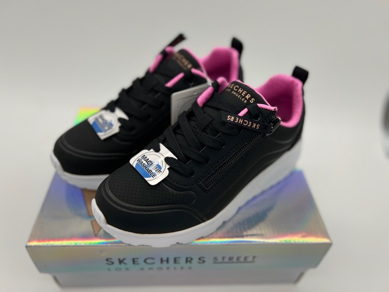 Skechers UNO LITE-EASY ZIP Sneaker Black/Rose Gold 3 US Unisex little kid