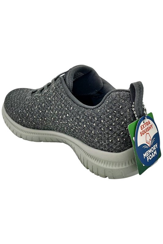 Skechers Virtue Rhinestone Vegan Sneakers Glamour Charcoal