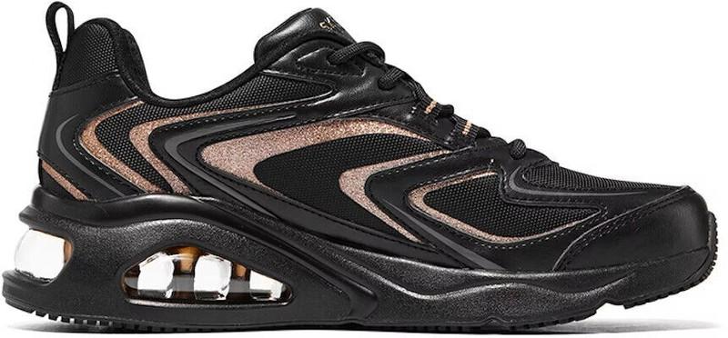 Skechers Women Black Gold Shoe Air Memory Foam Sport Soft Comfort Sneaker 177422