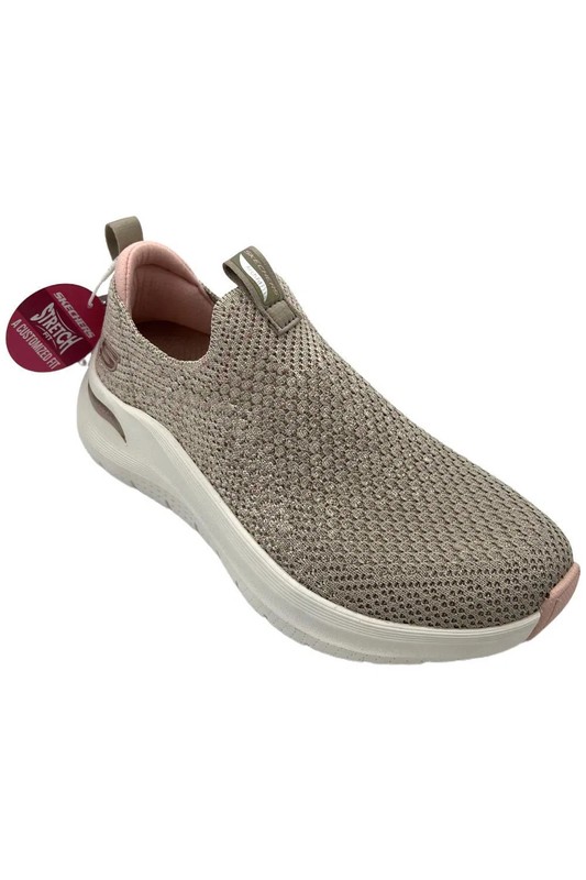 Skechers Women's Arch Fit 2.0 Sheer Shimmer Sneaker Taupe/Pink